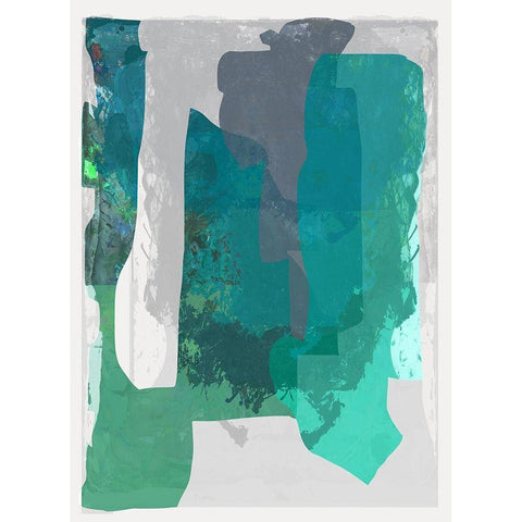 Bright Blue Blobs I  White Modern Wood Framed Art Print by Cartissi