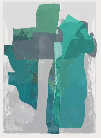 Bright Blue Blobs II  White Modern Wood Framed Art Print with Double Matting by Cartissi