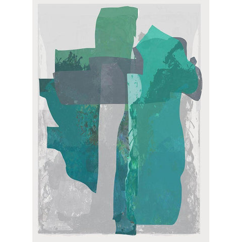 Bright Blue Blobs II  Black Modern Wood Framed Art Print by Cartissi