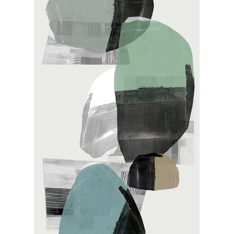 Inky Stripes and Blobs I White Modern Wood Framed Art Print by Cartissi