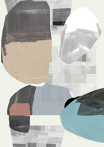 Inky Stripes and Blobs II White Modern Wood Framed Art Print with Double Matting by Cartissi
