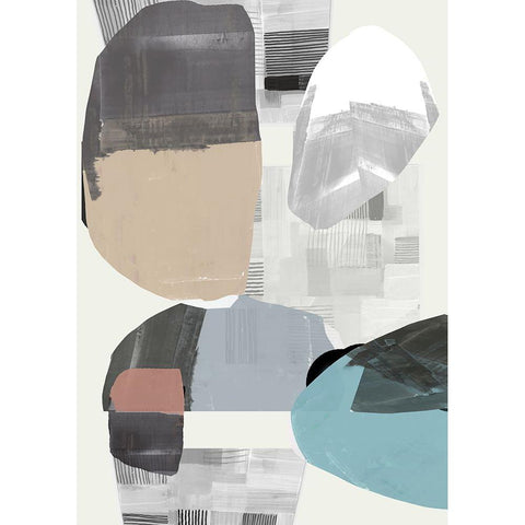 Inky Stripes and Blobs II Black Modern Wood Framed Art Print by Cartissi