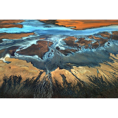 The Desert From Above White Modern Wood Framed Art Print by Ghirardini