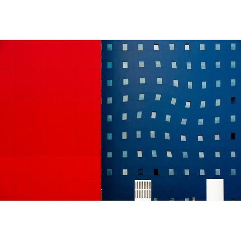 Red White And Blue White Modern Wood Framed Art Print by Pearson