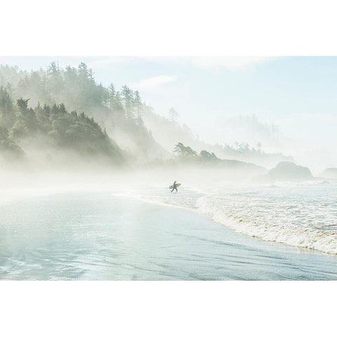 Catching the Morning Surf Gold Ornate Wood Framed Art Print with Double Matting by Suhrie