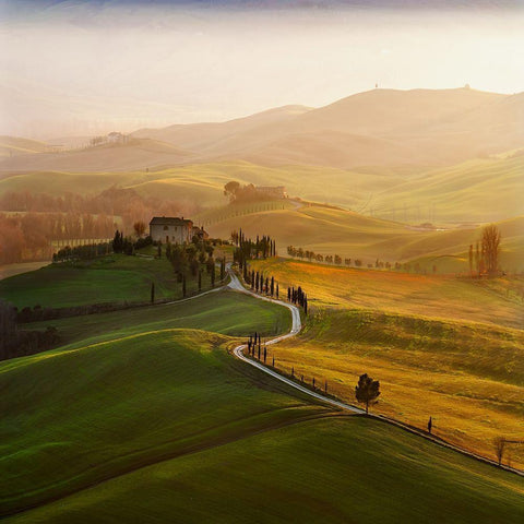 Val d OrciaÂ  Gold Ornate Wood Framed Art Print with Double Matting by PawlakÂ 