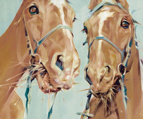 Horses White Modern Wood Framed Art Print with Double Matting by Droug, Anya