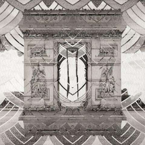 Triumphal Arch Black Modern Wood Framed Art Print with Double Matting by YK Studios