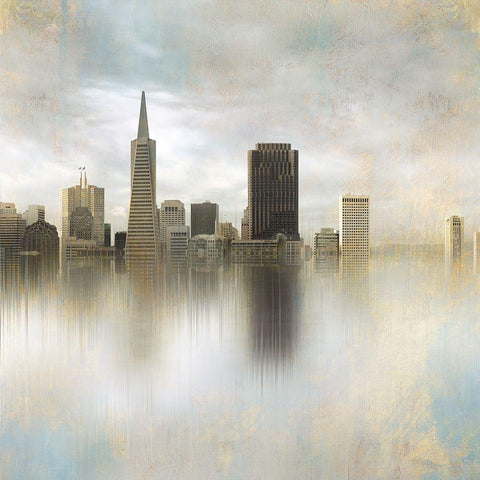 Skyline Views Black Modern Wood Framed Art Print by YK Studios