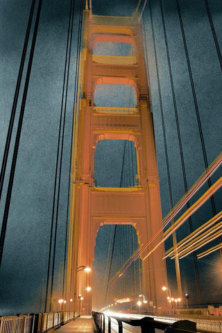 The Golden Gate Bridge I White Modern Wood Framed Art Print with Double Matting by YK Studios