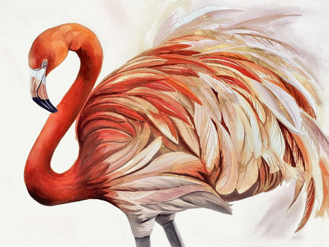 Majestic Flamingo  Black Ornate Wood Framed Art Print with Double Matting by Earle, Cathy