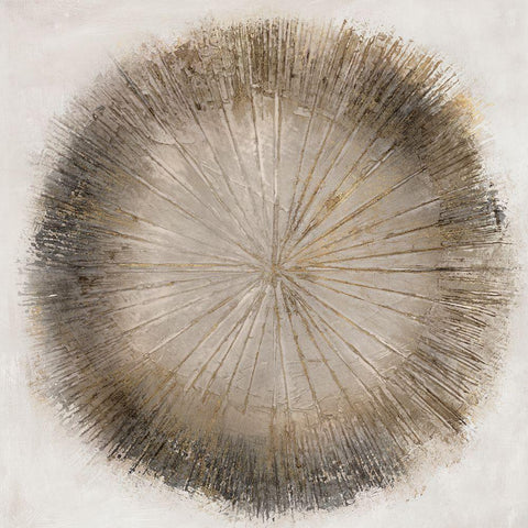 Golden Sphere II Black Modern Wood Framed Art Print with Double Matting by Hazel J