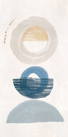 Crescent Lunar I Blue Version Black Ornate Wood Framed Art Print with Double Matting by Hazel J