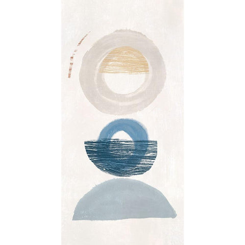 Crescent Lunar I Blue Version Black Modern Wood Framed Art Print by Hazel J