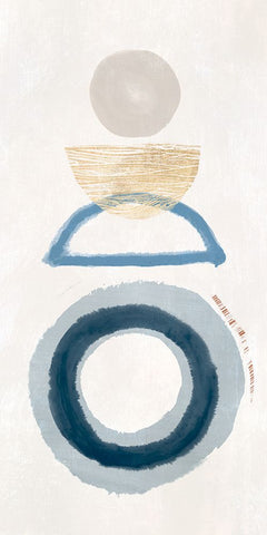 Crescent Lunar II Blue Version White Modern Wood Framed Art Print with Double Matting by Hazel J