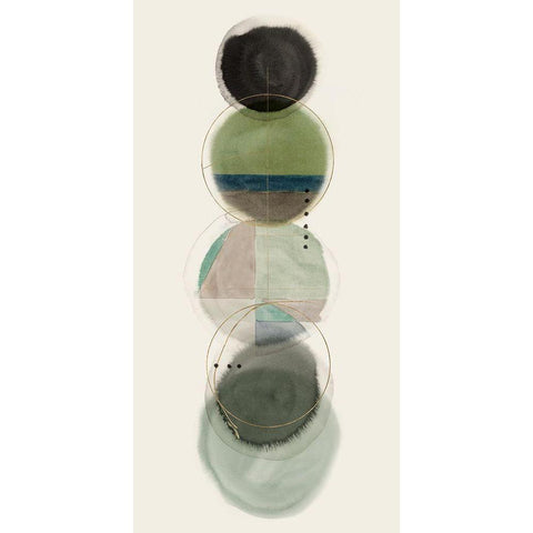 Stacked Circles I  Black Modern Wood Framed Art Print with Double Matting by Hazel J