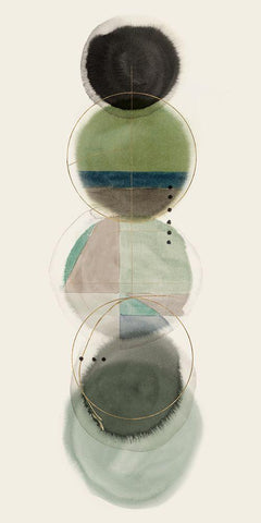 Stacked Circles I  Black Ornate Wood Framed Art Print with Double Matting by Hazel J