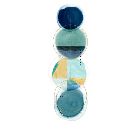 Stacked Circles I Blue Version Black Modern Wood Framed Art Print by Hazel J