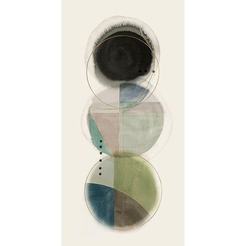 Stacked Circles II Gold Ornate Wood Framed Art Print with Double Matting by Hazel J