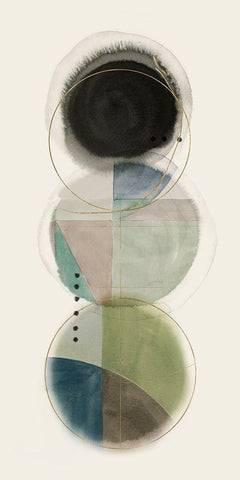 Stacked Circles II Black Ornate Wood Framed Art Print with Double Matting by Hazel J