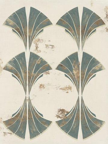 Art Deco Fan I  White Modern Wood Framed Art Print with Double Matting by Hazel J