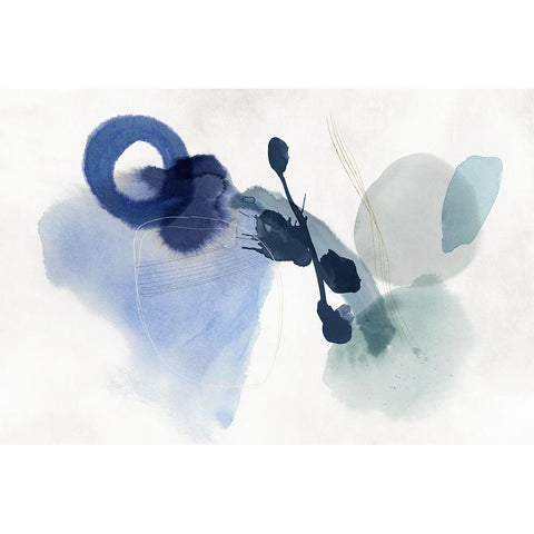 Blue Cosmos II Black Modern Wood Framed Art Print with Double Matting by Hazel J