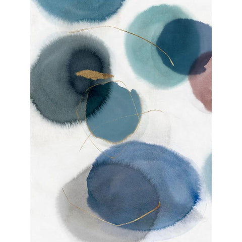 Soft Blue II Black Modern Wood Framed Art Print with Double Matting by Hazel J