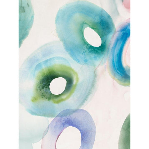 Watercolour Rings I White Modern Wood Framed Art Print by Hazel J