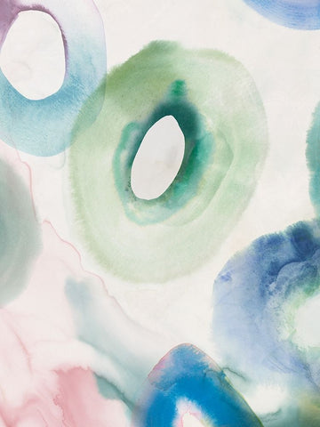 Watercolour Rings II White Modern Wood Framed Art Print with Double Matting by Hazel J