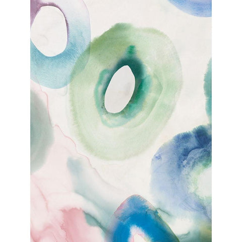 Watercolour Rings II Black Modern Wood Framed Art Print by Hazel J