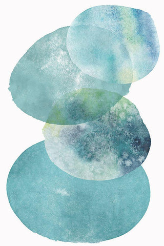 Pools of Ocean Blue Watercolor Abstract I Black Ornate Wood Framed Art Print with Double Matting by Zalewski, Christine