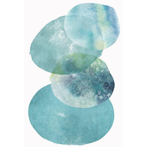 Pools of Ocean Blue Watercolor Abstract I Black Modern Wood Framed Art Print by Zalewski, Christine