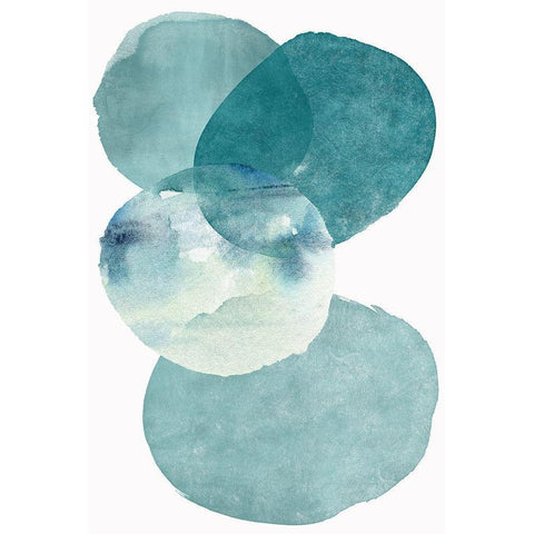 Pools of Ocean Blue Watercolor Abstract II  White Modern Wood Framed Art Print by Zalewski, Christine
