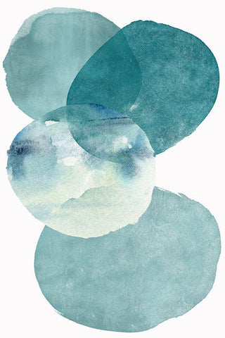 Pools of Ocean Blue Watercolor Abstract II  White Modern Wood Framed Art Print with Double Matting by Zalewski, Christine