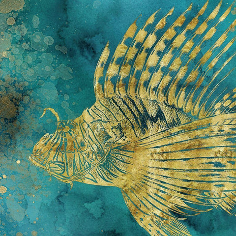 Lionfish Coming on Aqua I  White Modern Wood Framed Art Print by Zalewski, Christine