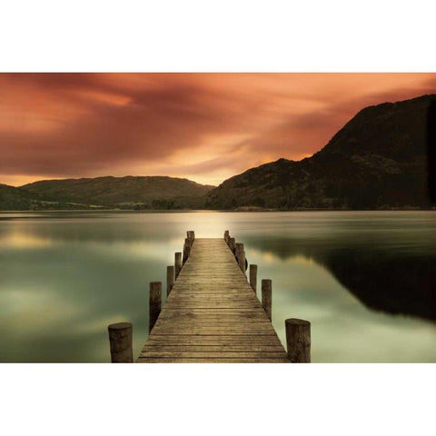 Ullswater Black Modern Wood Framed Art Print with Double Matting by Allen, Mel