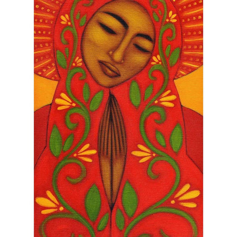 Red Madonna White Modern Wood Framed Art Print by Adams, Tamara