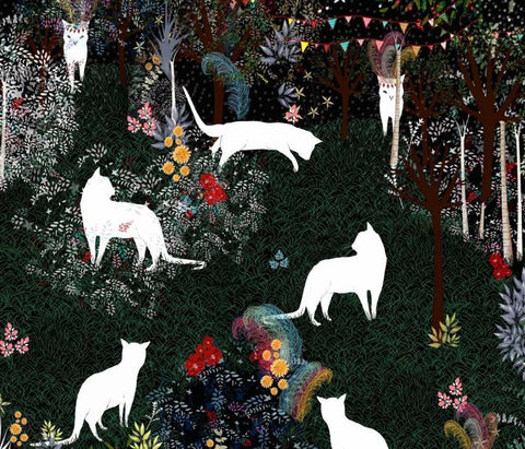 Cat Heaven White Modern Wood Framed Art Print with Double Matting by Art and Ghosts