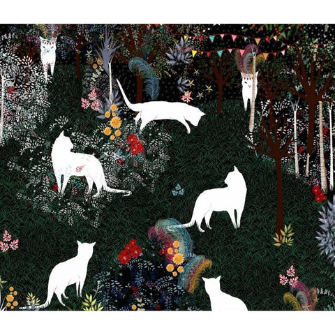 Cat Heaven Black Modern Wood Framed Art Print by Art and Ghosts