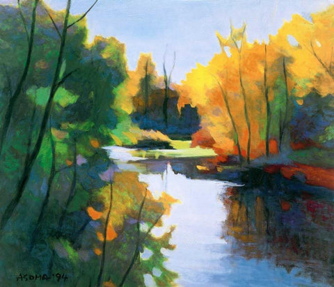 Magic Afternoon Black Ornate Wood Framed Art Print with Double Matting by Asoma, Tadashi