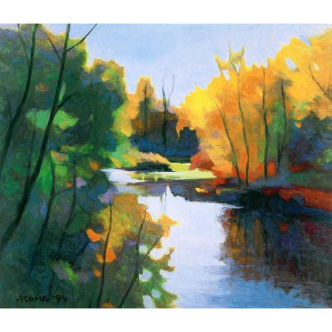 Magic Afternoon Black Modern Wood Framed Art Print by Asoma, Tadashi