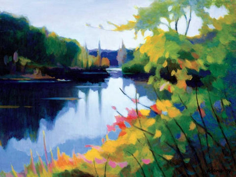 Morning Light White Modern Wood Framed Art Print with Double Matting by Asoma, Tadashi