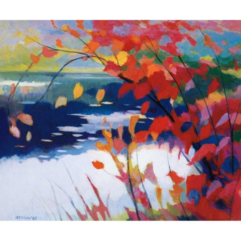 Afternoon Calm Black Modern Wood Framed Art Print by Asoma, Tadashi