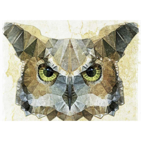 Abstract Owl White Modern Wood Framed Art Print by Ancello