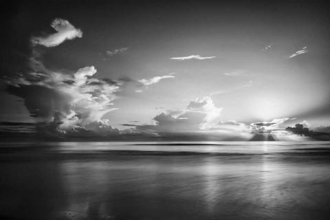 Atlantic Sunrise No. 27 White Modern Wood Framed Art Print with Double Matting by Amoruso, Robert J.