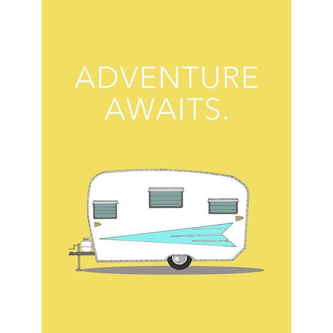 Adventure Awaits White Modern Wood Framed Art Print by Annie Bailey Art