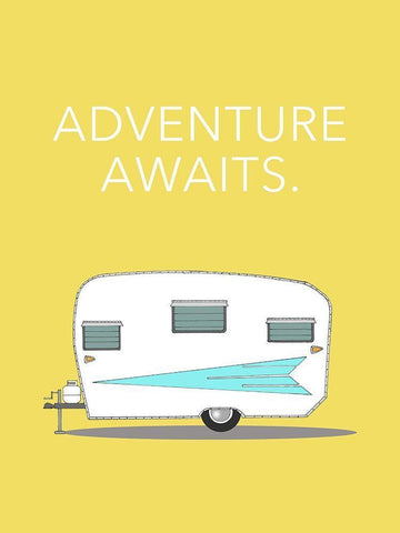 Adventure Awaits White Modern Wood Framed Art Print with Double Matting by Annie Bailey Art