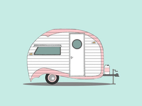 Pink Stripe Teardrop White Modern Wood Framed Art Print with Double Matting by Annie Bailey Art