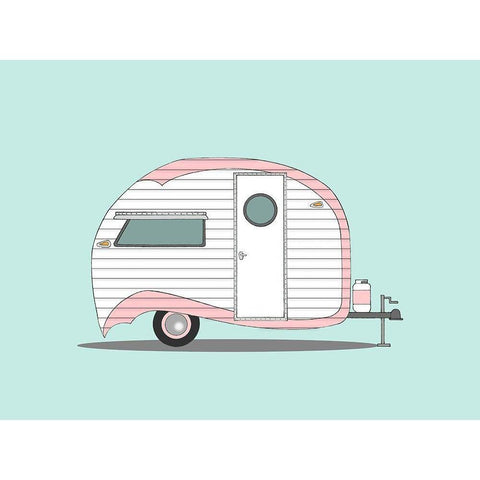 Pink Stripe Teardrop Black Modern Wood Framed Art Print with Double Matting by Annie Bailey Art