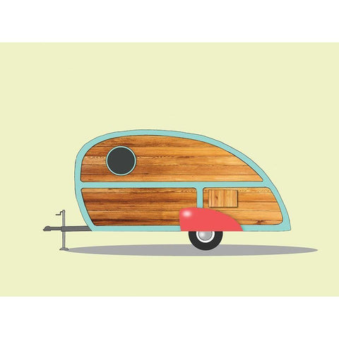 Teardrop Camper Black Modern Wood Framed Art Print with Double Matting by Annie Bailey Art
